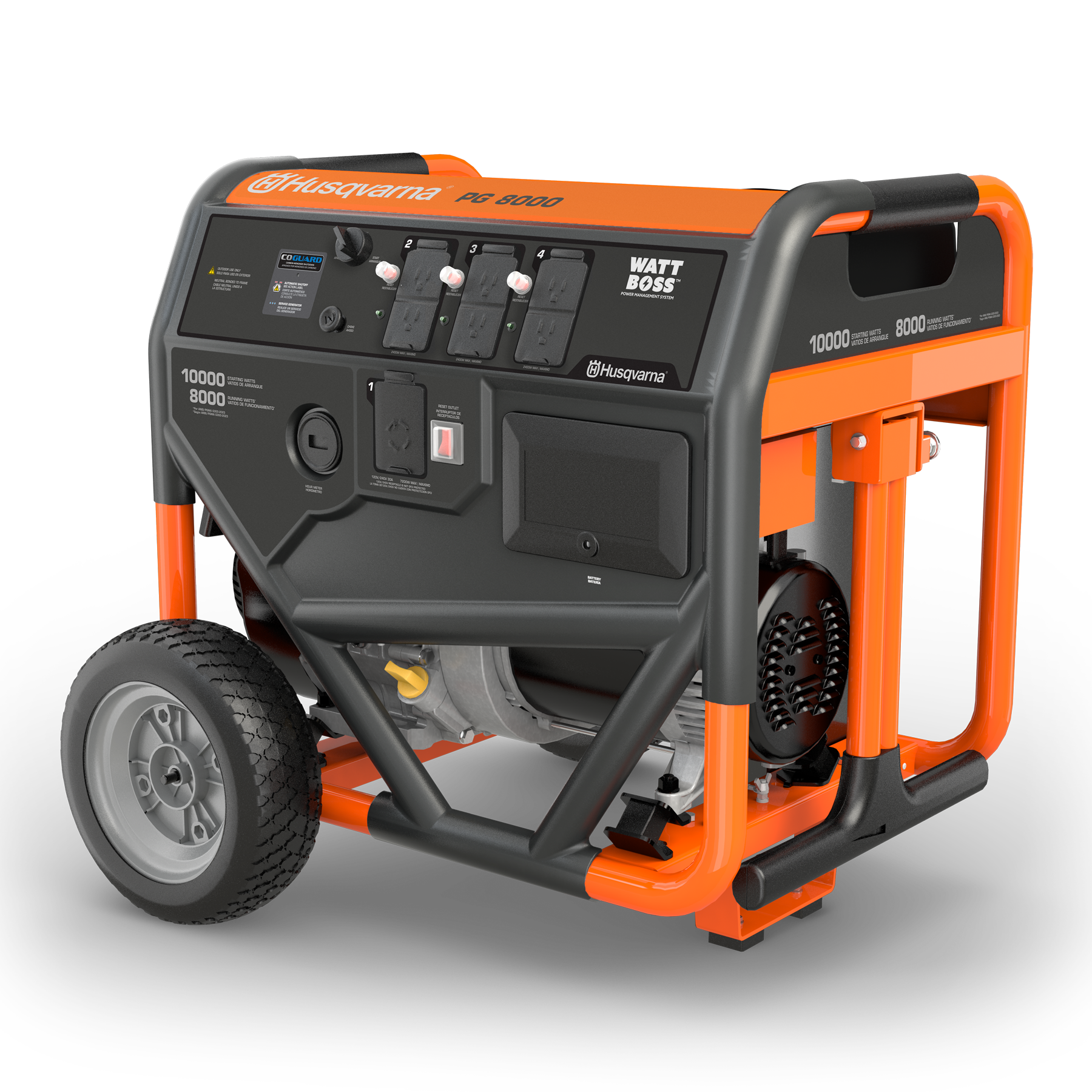 033029 Husqvarna portable generator front angle view