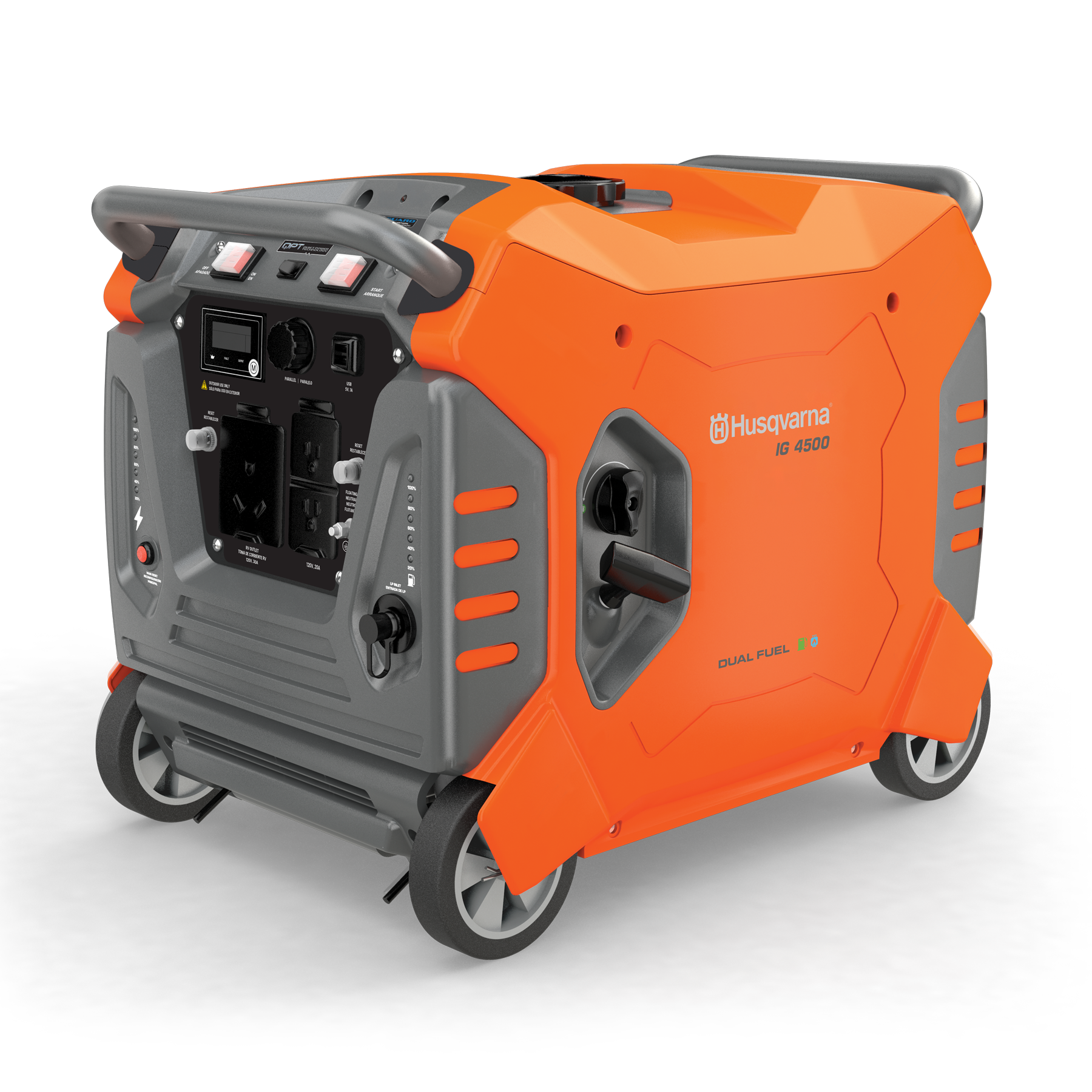 033039 Husqvarna inverter generator front angle view