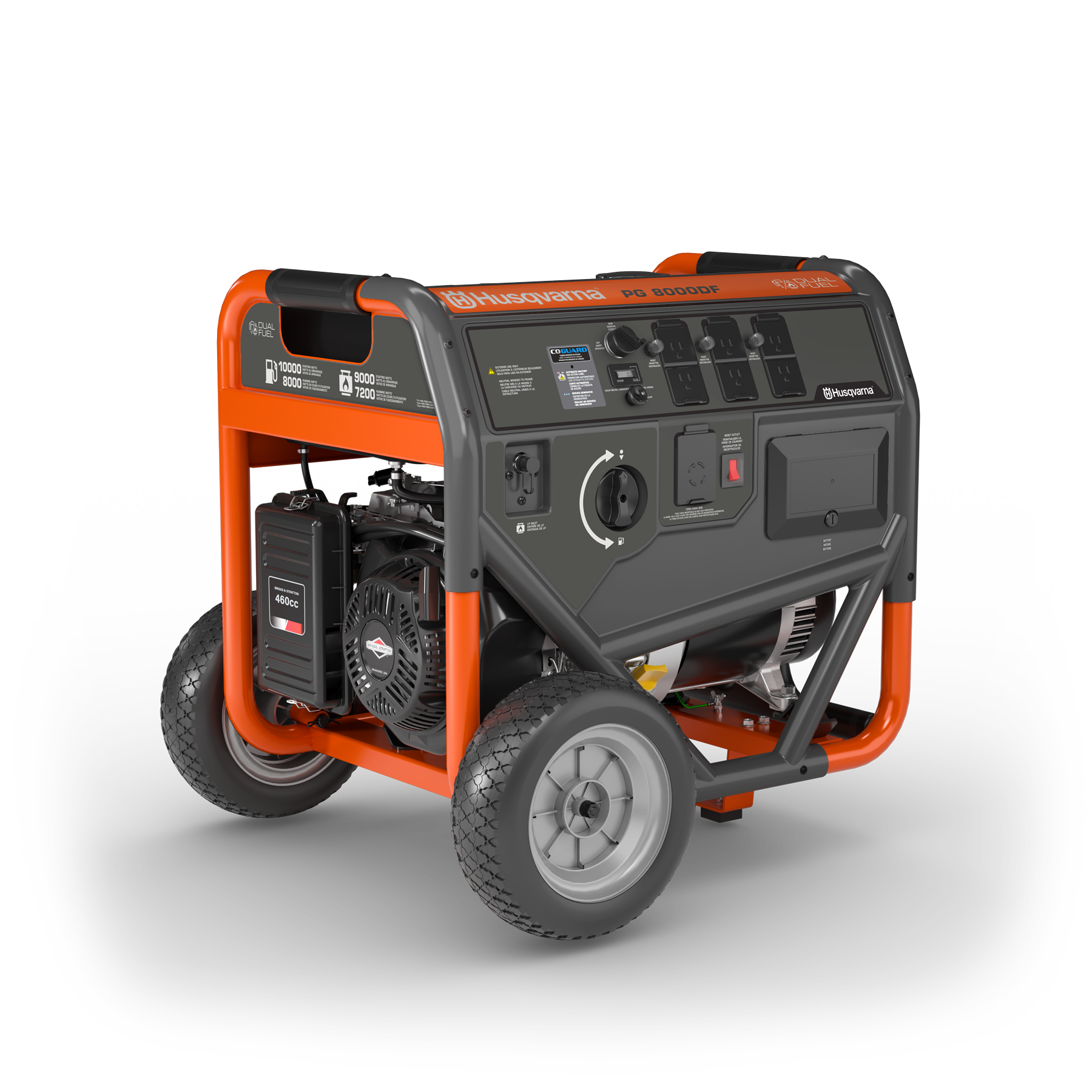 033041 Husqvarna portable generator front angle view